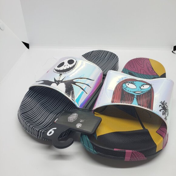 Nightmare Before Christmas Slides Sandals Women's 9 Jack Skellington Sally Xmas - Picture 4 of 11